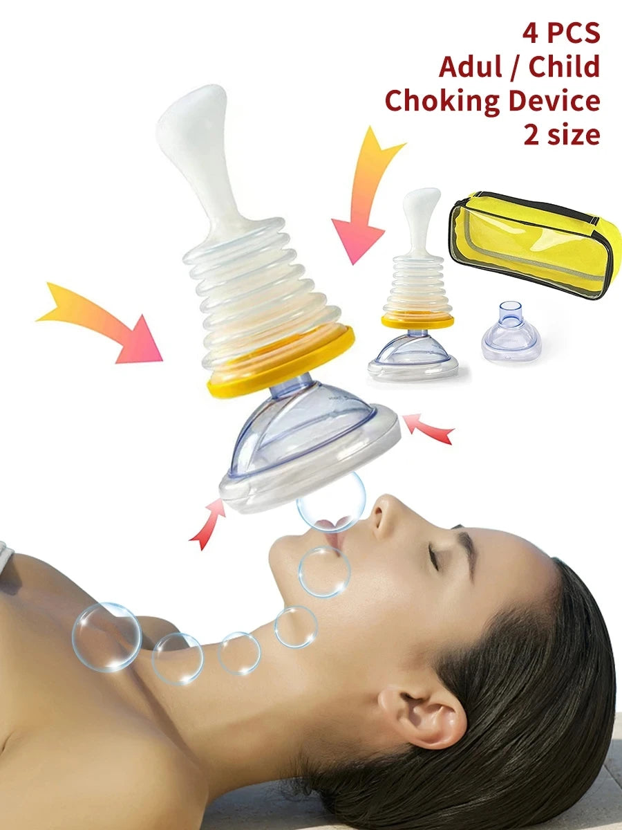 First Aid Kit for Choking Emergencies - 4-Piece and 3-Piece Rescue Devices for Adults and Children, Anti-Asphyxiation Kits in Two Sizes