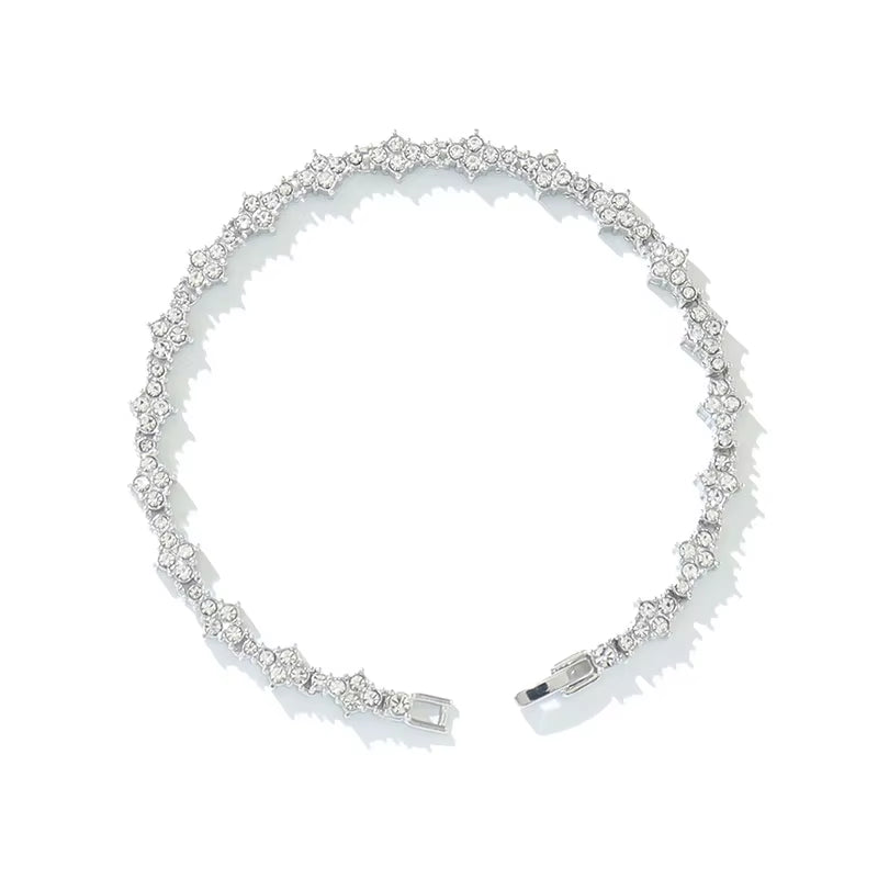 Round Stone Star Cubic Zirconia Bracelet - Elegant Hip-Hop Jewelry for Men, Stylish Accessory and Classic Birthday Gift