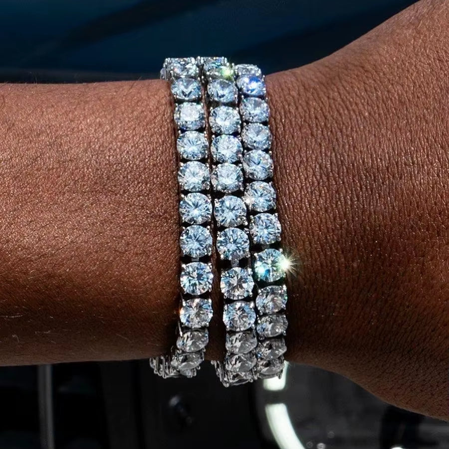 Iced Out Hip-Hop Tennis Bracelet for Men with 3/4/5mm Cubic Zirconia Crystal Chain