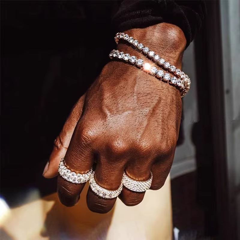 Iced Out Hip-Hop Tennis Bracelet for Men with 3/4/5mm Cubic Zirconia Crystal Chain
