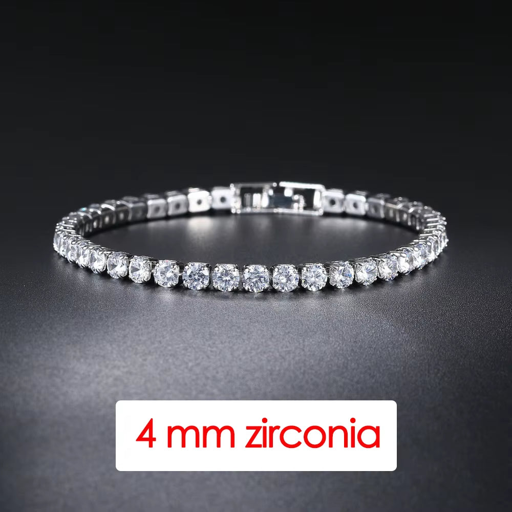 Iced Out Hip-Hop Tennis Bracelet for Men with 3/4/5mm Cubic Zirconia Crystal Chain