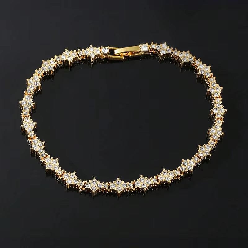 Round Stone Star Cubic Zirconia Bracelet - Elegant Hip-Hop Jewelry for Men, Stylish Accessory and Classic Birthday Gift