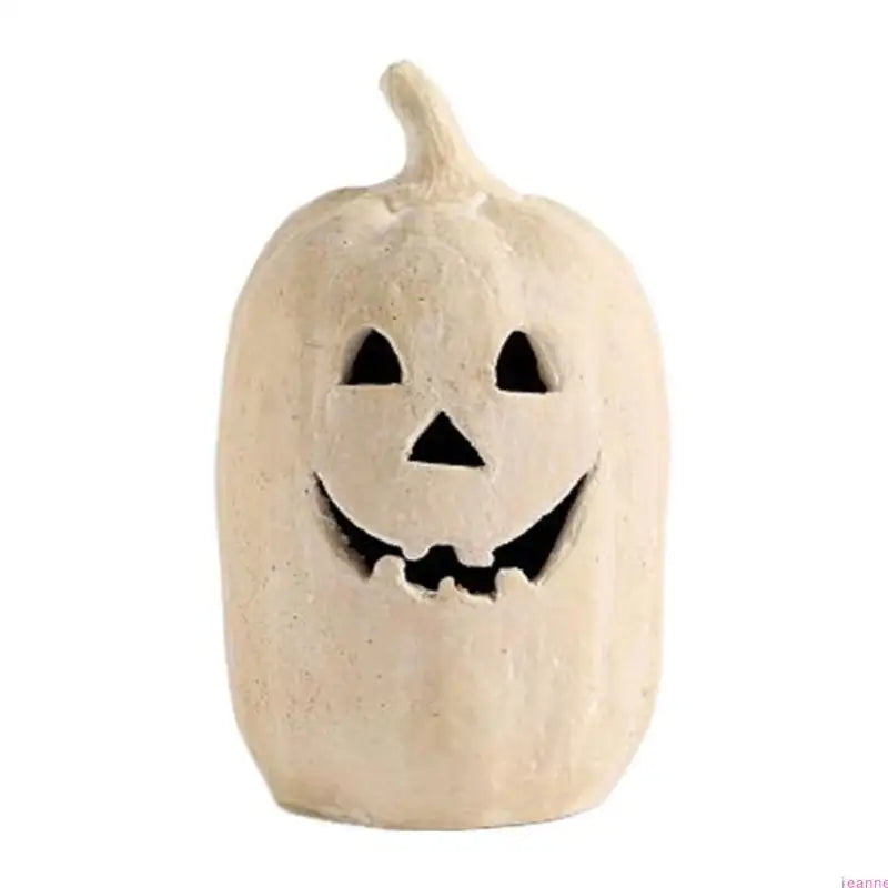 Terracotta Pumpkin Ornament with Jack-O'-Lantern Design for Fall Halloween Table Centerpieces, Suitable for Indoor and Outdoor Decor