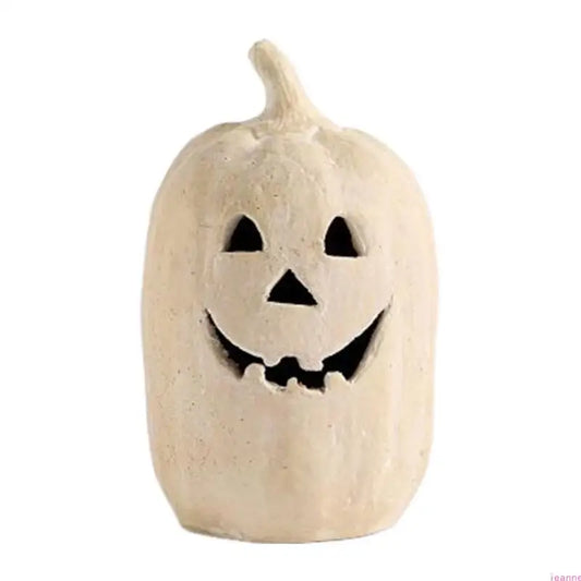 Terracotta Pumpkin Ornament with Jack-O'-Lantern Design for Fall Halloween Table Centerpieces, Suitable for Indoor and Outdoor Decor