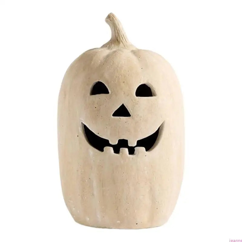 Terracotta Pumpkin Ornament with Jack-O'-Lantern Design for Fall Halloween Table Centerpieces, Suitable for Indoor and Outdoor Decor