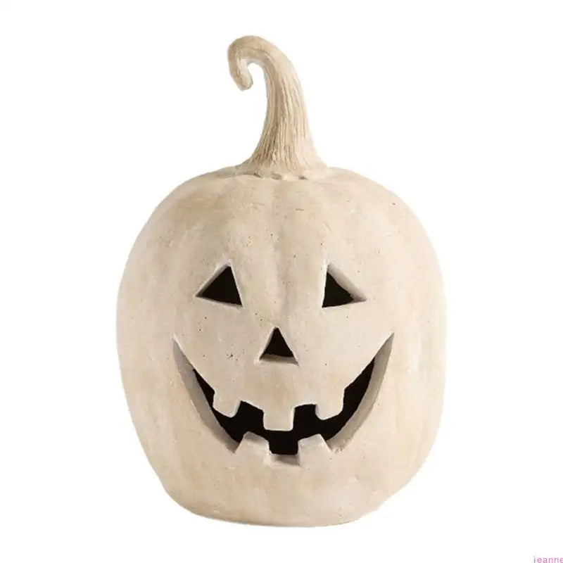 Terracotta Pumpkin Ornament with Jack-O'-Lantern Design for Fall Halloween Table Centerpieces, Suitable for Indoor and Outdoor Decor