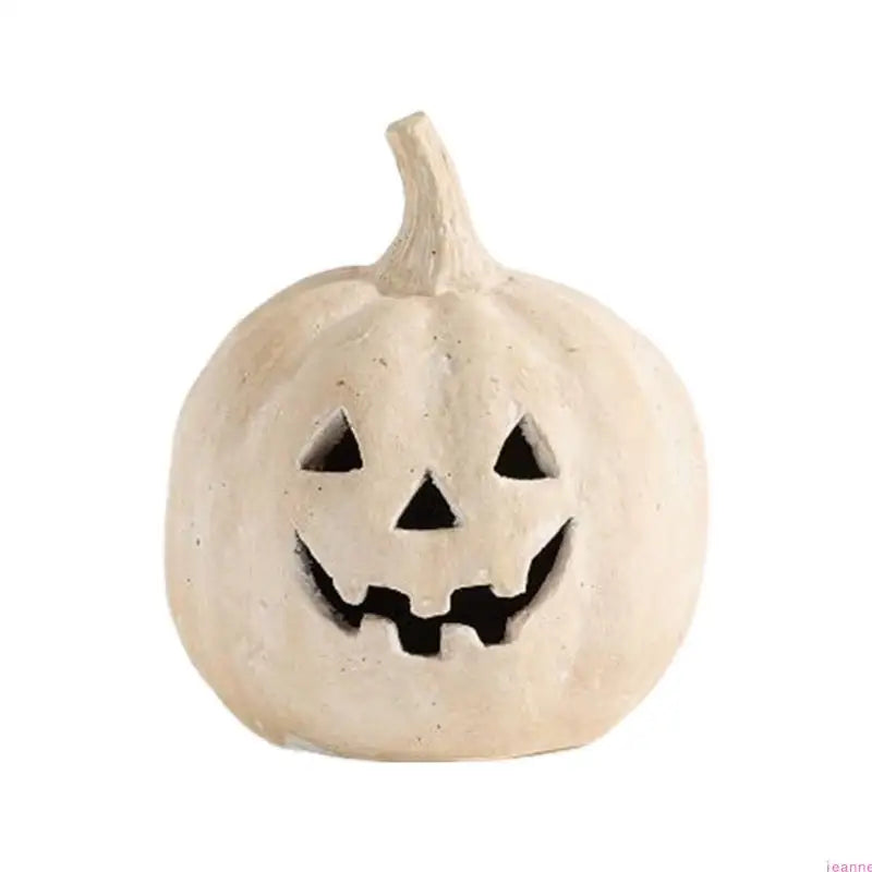 Terracotta Pumpkin Ornament with Jack-O'-Lantern Design for Fall Halloween Table Centerpieces, Suitable for Indoor and Outdoor Decor