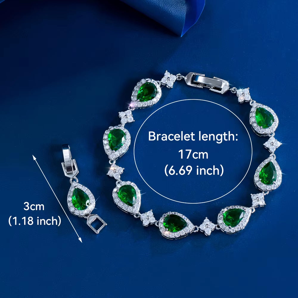 Threegraces Luxury Bridal Water Drop Link Chain Tennis Bracelet with Shiny Pink and Blue Zirconia for Women BR419