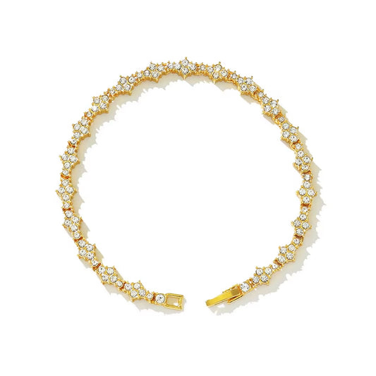 Round Stone Star Cubic Zirconia Bracelet - Elegant Hip-Hop Jewelry for Men, Stylish Accessory and Classic Birthday Gift