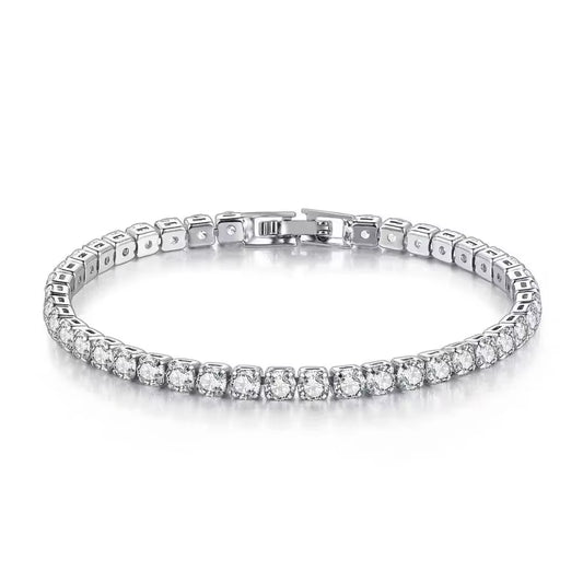 S925 Sterling Silver Zirconia Tennis Ball Bracelet for Women – Elegant Engagement and Wedding Charm Jewelry, 4mm, Adjustable Length 16-20cm